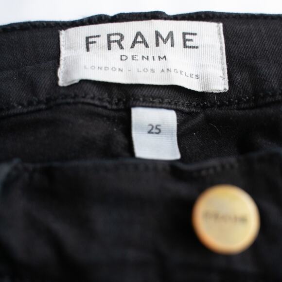 Frame Le Skinny De Jeanne Noir Black Distressed Skinny Jeans 25 - Picture 9 of 11
